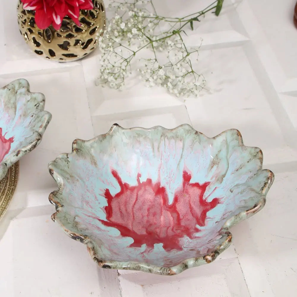 Leaves and Flowers! outlet Ceramic Serving Dish. Handmade