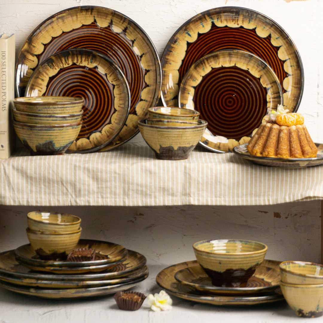 Caramel Haze 16pc Dinner Set Amalfiee Ceramics Dinner