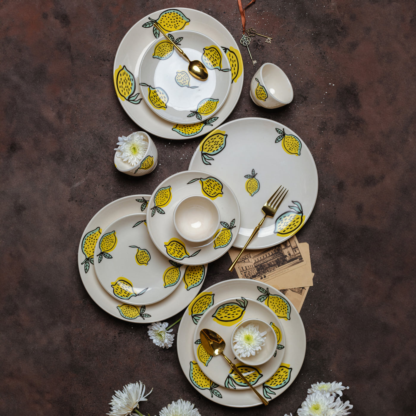 Zesty Lime Printed Ceramic Dinner Set of 12 pcs