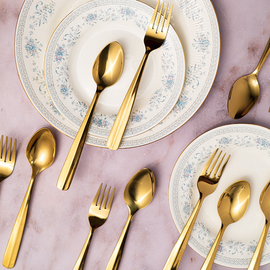 Hemang Gold Spoon & Fork Set