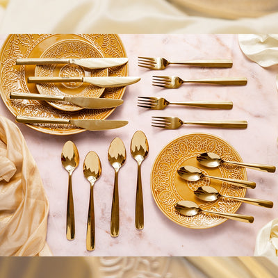 Hemang Gold Cutlery Set of 16pcs