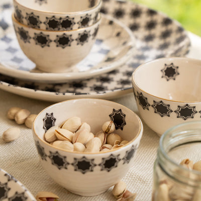 Shatranj Black and White Printed Portion Bowls