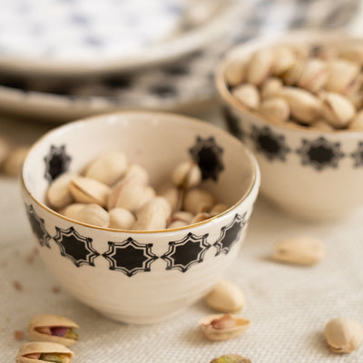 Shatranj Black and White Printed Portion Bowls