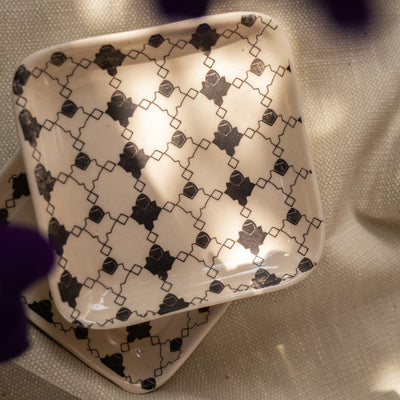 Shatranj Maharani Printed Ceramic Small Square Platter