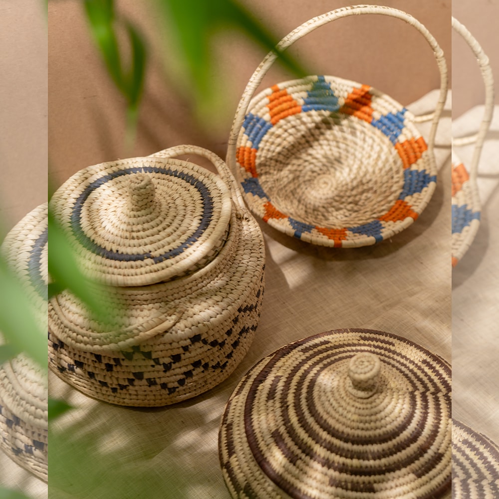 Bunaee Handcrafted Sabai Grass Multipurpose Basket Large Set of 3