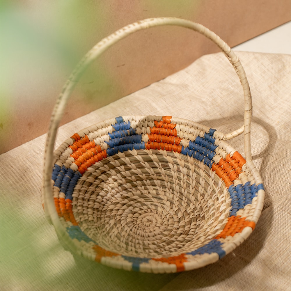 Bunaee Sabai Handcrafted Colourful Sabai Grass Multipurpose Basket Set of 2