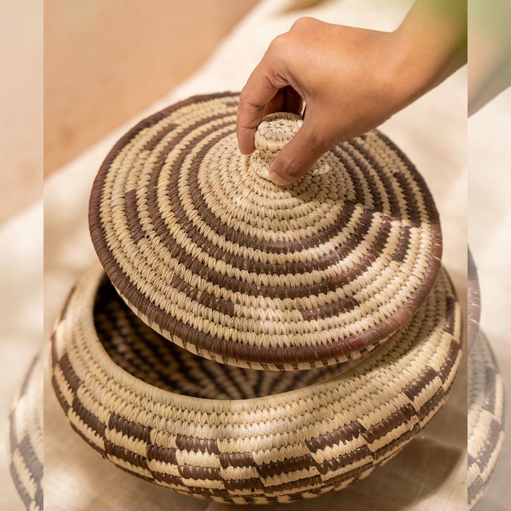 Bunaee Handcrafted Sabai Grass Multipurpose Basket Large Set of 3