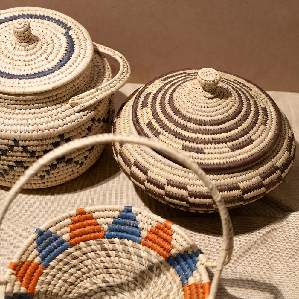 Bunaee Handcrafted Sabai Grass Multipurpose Basket Large Set of 3