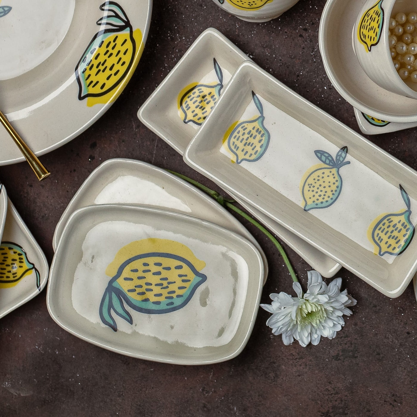 Zesty Lime Printed Ceramic Platters