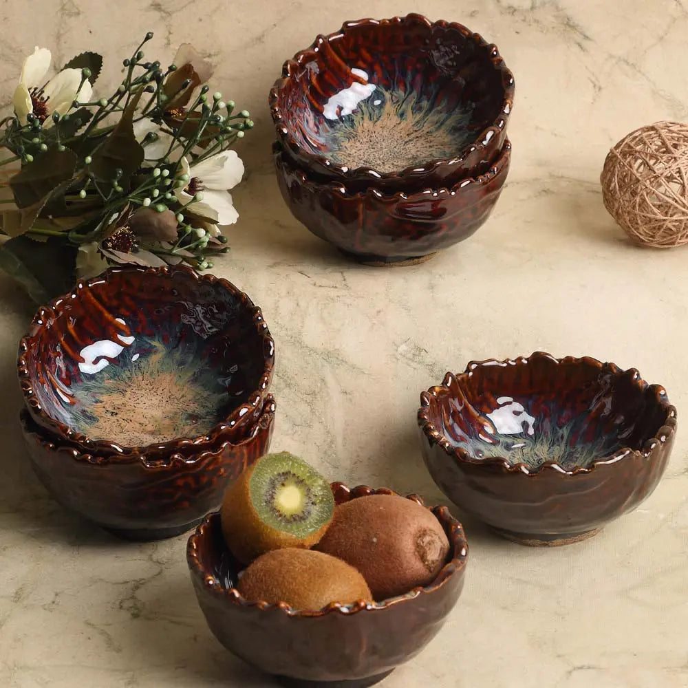 Amalfiee Handmade 5" Vriksh Ceramic Soup Bowl Set Of 6 Amalfiee_Ceramics