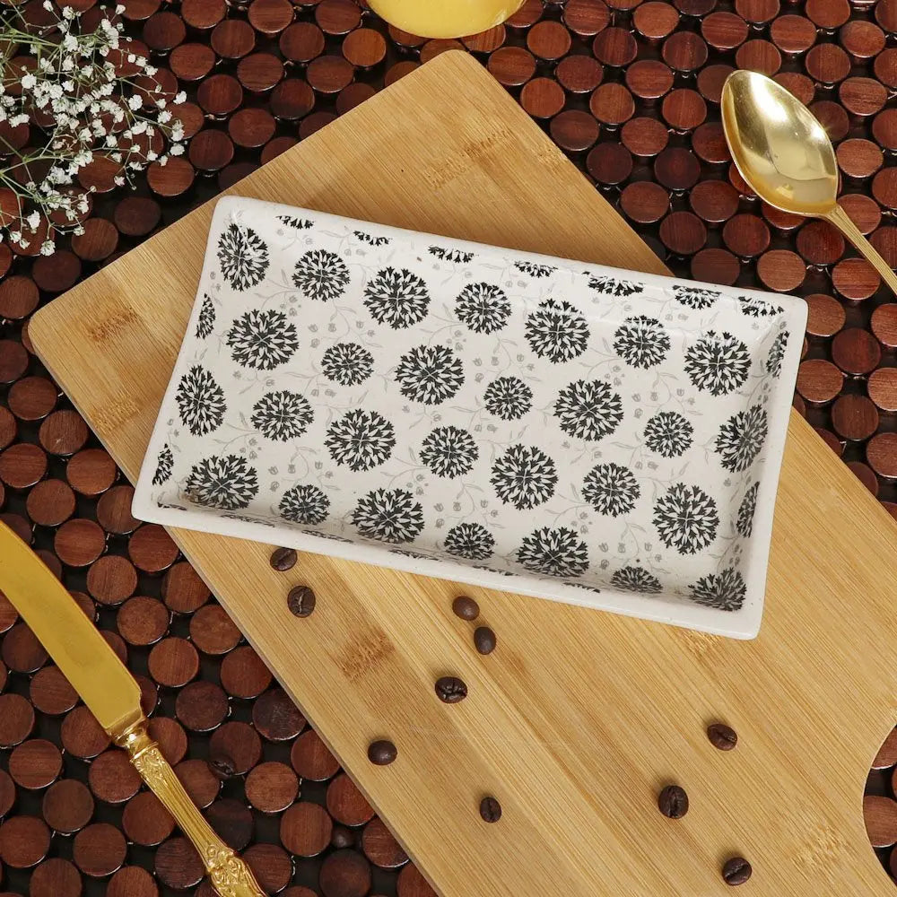 Amalfiee Handmade Syahi Black Print Ceramic Serving Tray Amalfiee_Ceramics