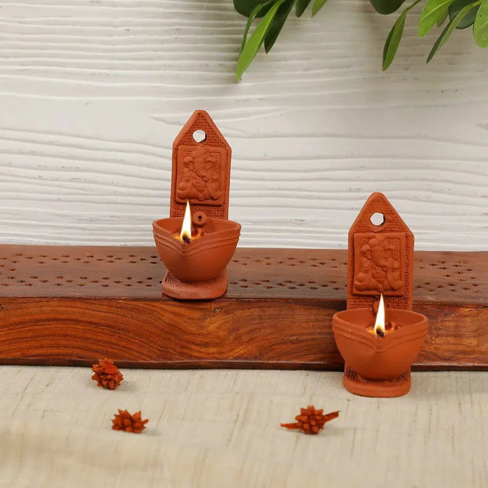 Amalfiee Handmade Terracotta Ganpati Diya Lamp Set of 2 Amalfiee_Ceramics